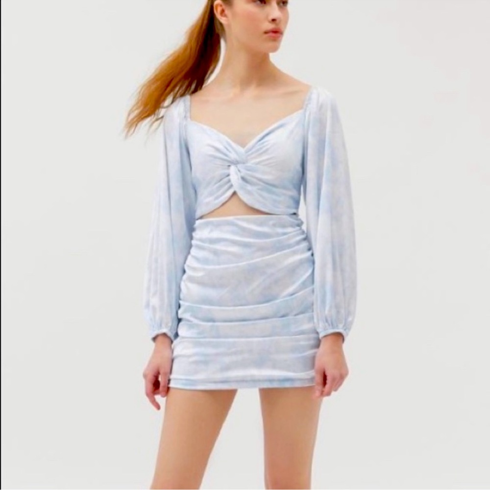 Lioness Blue Tie Dye Vittoria Twist Front Mini Dress (from Dolls Kill) size S